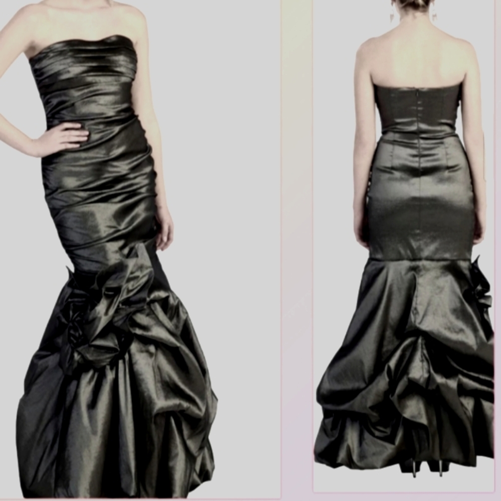 Cindy RUSHED Strapless formal black dress